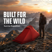 Tente de camping en montagne ultralégère, imperméable PU3000mm, coupe-vent, pour 1-2 personnes, avec nylon enduit de silicone