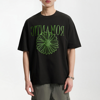 T-shirt en coton personnalisé pour homme, fabrication directe usine, 100 % coton, imprimé romantique marguerite en relief, coupe oversize, manches courtes