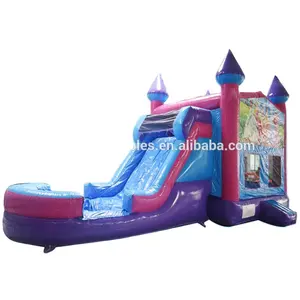 Bela princesa tema adulto casa de salto deslize de água inflável castelo slide para venda