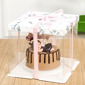Boîte à gâteau transparente de haute qualité avec motif marbré, options de lamination brillante/mate et d'impression en relief, vente en gros - Product Image 1