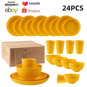 24-Mảnh Đầy Đủ Thiết Lập PP Bộ Đồ Ăn Mô Hình Thẳng Đứng Bữa Ăn Tối Tấm Chén Nước Bát Gạo-Cross-Biên Giới Cung Cấp Trên Cho Amazon - Product Image 4