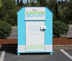 Weatherproof outdoor metal steel rectangular clothing donation bin box