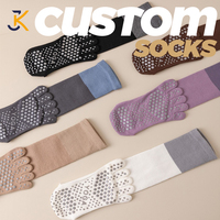 Chaussettes de yoga à 5 doigts antidérapantes en silicone, couleurs assorties, pour Pilates, vente en gros