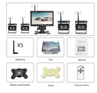 Layar LCD Quad 7 inci nirkabel, sistem kamera belakang nirkabel layar LCD IR tahan air 2.4G Digital nirkabel untuk mobil bus traktor truk