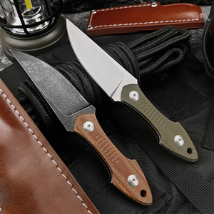 Couteau tactique en acier inoxydable de qualité industrielle à haute dureté avec étui en cuir et manche G10, couteau de survie de poche pour la jungle - Product Image 1