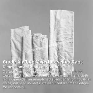 Trapos de algodón blanco 100% de alta resistencia, 20 lbs, paños de limpieza económicos para taller industrial - Product Image 2