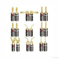 Nouveaux connecteurs banane en métal gunmetal plaqués or 24 carats, connecteur banane 4 mm avec verrouillage à vis pour prise audio, enceintes, blanc et rouge