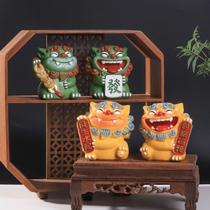 2 Paires de Lions du Vent en Résine Feng Shui de <span class=keywords><strong>3</strong></span>,5 Pouces, Ornements Porte-Bonheur pour la Maison, <span class=keywords><strong>le</strong></span> Bureau ou les Étagères, Cadeau Traditionnel Chinois - Product Image 2