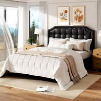 Hochwertiges Bettgestell aus Massivem Eichenholz mit Samtbezug und Stauraum für Boutique-Hotelzimmer, Erstklassige Fleckbeständigkeit