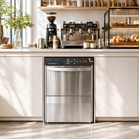 Lave-verres professionnel commercial avec panneau de commande numérique LED, en acier inoxydable 304, stérilisation, lave-vaisselle de cuisine