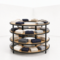 Table de présentation de vêtements à 2 niveaux, cadre gris, comptoir blanc, vitrine pour vêtements