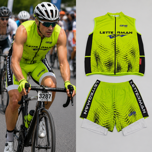 Chalecos reflectantes personalizados para ciclismo, pantalones cortos transpirables de secado rápido, conjuntos de ciclismo, maillot de triatlón para hombre - Product Image 1