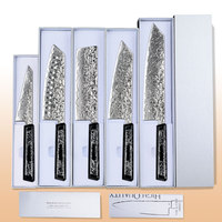 Ensemble de couteaux de chef japonais de luxe en acier Damas M390, 5 pièces, 61-63HRC, manche en fibre de carbone, pour cuisine moderne