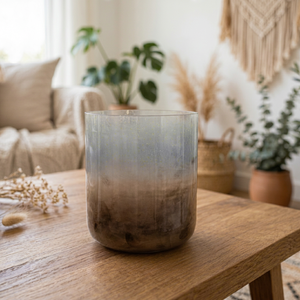 Portavelas de Vidrio Ahumado con Tapa, Resistente al Calor, Diseño Degradado Transparente, para Decoración del Hogar y Decoración de Mesa de Boda - Product Image 1