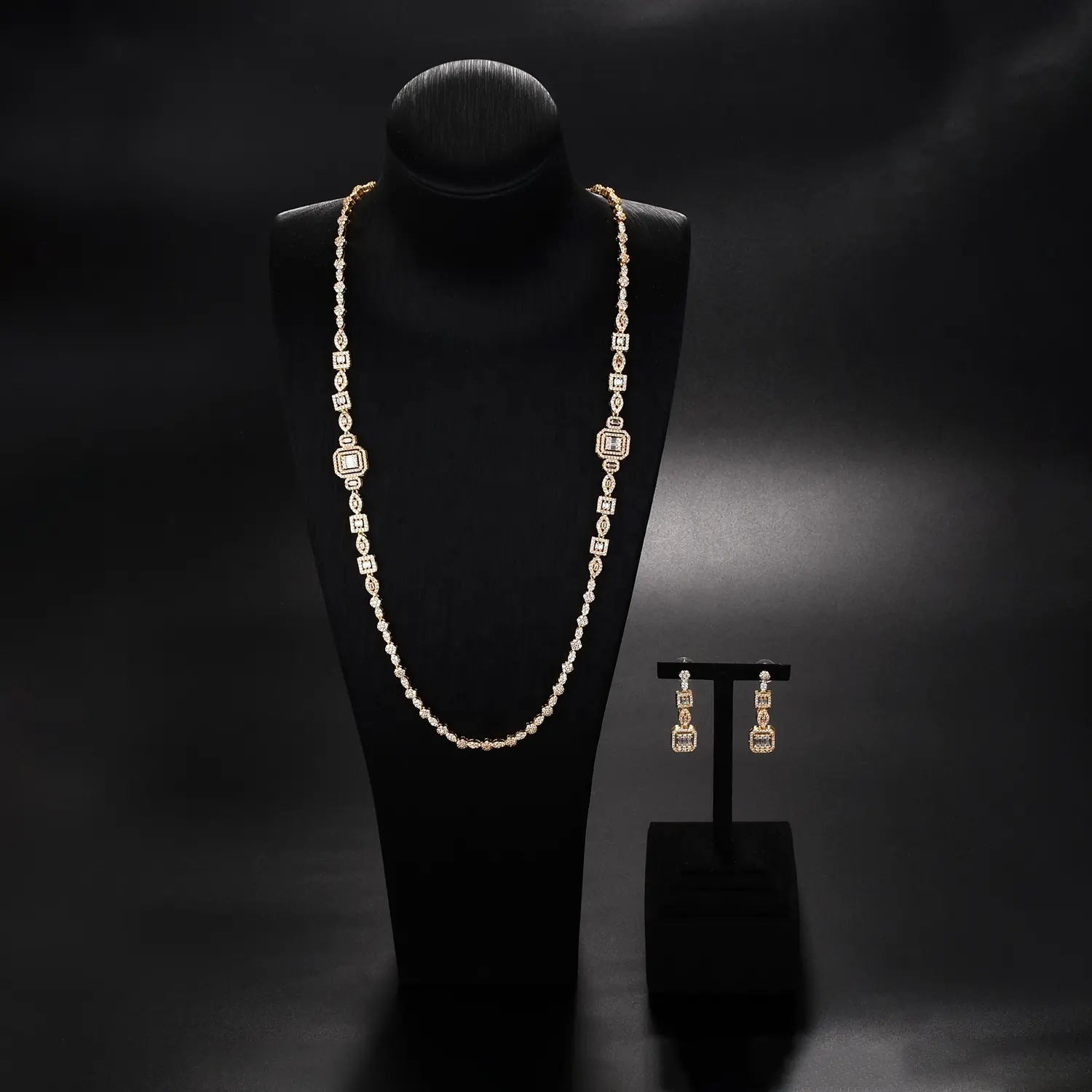 Conjunto de joias para mulheres, suéter de noiva personalizado banhado a ouro, micro pavimentação, zircônia cúbica, colar longo, novidade de noiva de 2024