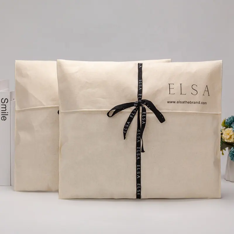 High-quality Soft Custom Cotton Envelope Packaging Dust Bag Twill Canvas Linen Envelope Pouch With Flap