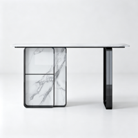 Console étroite minimaliste moderne avec plateau en marbre et base en acier, meuble mural de luxe pour villa, salle à manger, salon, hôtel