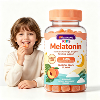Gummies de mélatonine pour enfants, marque privée OEM, 1,5 mg, sans sucre, pour la mémoire et le sommeil, saveur tropicale, 50 unités, 2 gummies par paquet