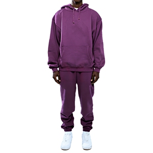 Custom Logo Tracksuit <b>Men</b> 100% Cotton Heavyweight Hoodie & Sweatpants Set Loose Fit Winter Streetwear OEM Wholesale - Product Image 1