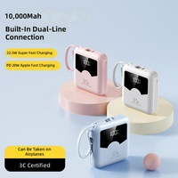 Nouvelle batterie externe compacte 225W à charge ultra-rapide en plastique avec câble intégré, batterie au lithium polymère 20 000mAh, chargeur portable