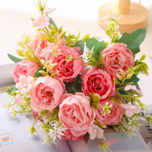 Commercio all'ingrosso personalizzato vari <span class=keywords><strong>fiori</strong></span> artificiali di seta sfondo della parete matrimonio decorazioni per la casa finta rosa Flores <span class=keywords><strong>fiori</strong></span> artificiali con <span class=keywords><strong>vaso</strong></span> - Product Image 3