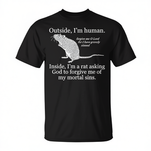 T-shirt « Outside I'm Human Inside I'm A Rat » noir unisexe taille adulte moyenne - Product Image 2