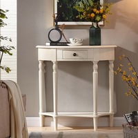 Console murale semi-circulaire en bois massif pour entrée, couloir ou salon, super étroite, style américain