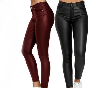 Women Slim Waist Leg Solid Pants Leggings High Vintage Faux Straight Color  Wide Leather Pants Women Plus Size, Black, Small : : Clothing,  Shoes & Accessories