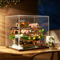 Mainan Perakitan DIY Panel Kayu untuk Model Bangunan Taman Miniatur Gaya Cina Model Rumah Kecil Dekorasi Meja Model L2502