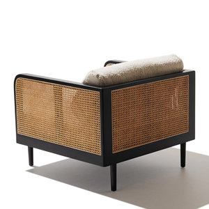 Sedia da Giardino Moderna per Esterni con Braccioli in Rattan Naturale e Cuscino - <span class=keywords><strong>Novita</strong></span> - Product Image 4