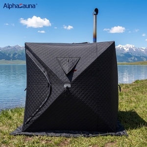 Sauna portable d'extérieur en forme de cube, tente de sauna avec poêle en bois, accessoires de luxe, vente en gros - Product Image 1