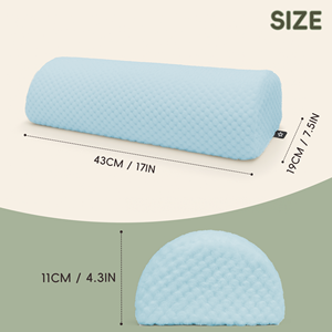 Ergonomic <b>Memory</b> <b>Foam</b> Half Cylinder Pillow Light Blue Quilted Design for Back Support and Massage Use - Product Image 2