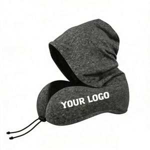 Oreiller de voyage ergonomique en mousse à mémoire de forme avec logo personnalisé, emballage sur mesure, soutien élevé, portable, avec capuche, pour avion, forme en U, 80 - Product Image 1