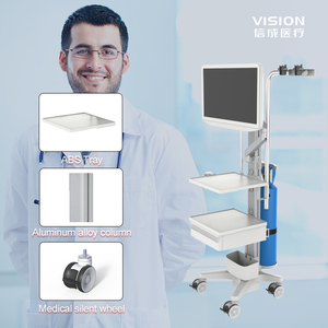 Carrito de <span class=keywords><strong>Endoscopia</strong></span> Médica Móvil Multifuncional Ligero de Metal Moderno, Soporte de Monitor Ajustable, Carrito de Enfermería con Bloqueo - Product Image 4