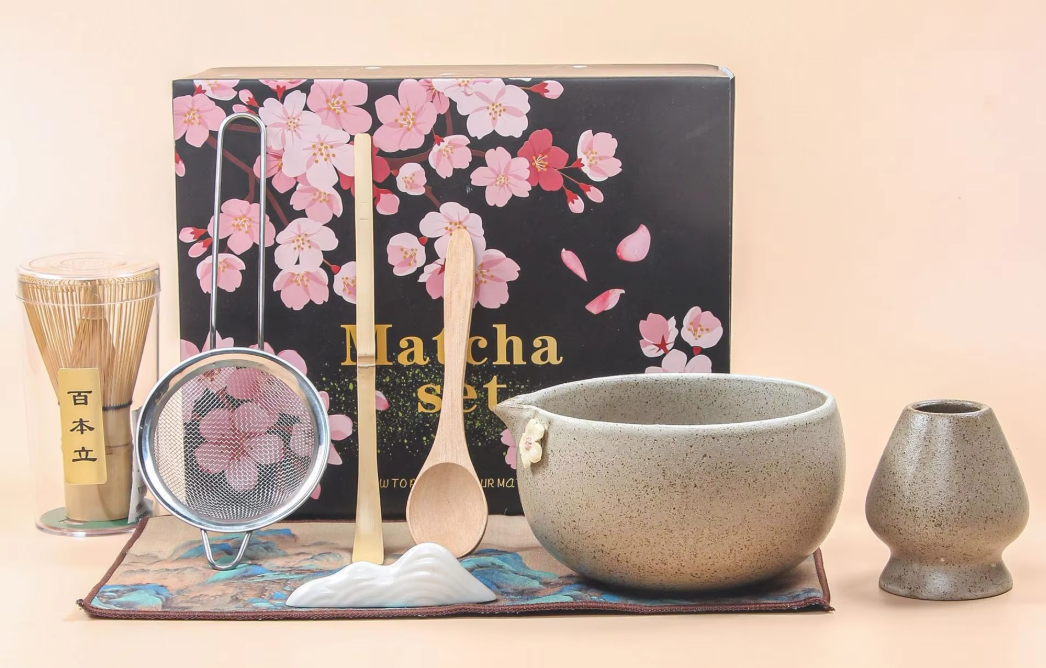 ชุดเซรามิกเคลือบมอสสีเทา-มัทฉะ 8 ชิ้น