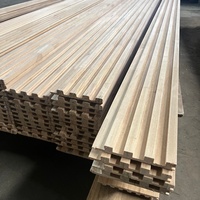 Panel Grille Kayu Solid Grosir, Dinding Latar TV Mewah Modern Tanpa Cat