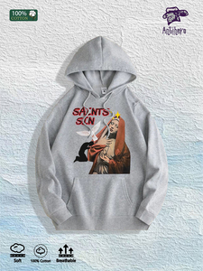 Almacén Local en EE. UU.: Sudadera con Capucha 100% Algodón con Gráfico Religioso de 'SAINTS SIN', <span class=keywords><strong>7</strong></span> Colores - Product Image 3