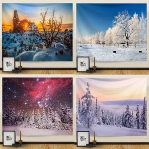 Art Decor Naturel <span class=keywords><strong>Neige</strong></span> Paysage Paysage Série Brossé Tissu Court En Peluche Haute Qualité Tapisseries En Gros Cadeau De Vacances - Product Image 6