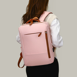 WeiYaLu <b>Backpack</b> Unisex Large Capacity Laptop Compartment White Gray Black Pink Solid Color Shoulder <b>Straps</b> Everyday Use - Product Image 3