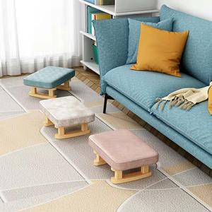 Tabouret bas pour usage domestique, en bois massif, avec housse amovible, design moderne, pour salon, chambre à coucher, enfants et adultes - Product Image 2