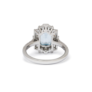 Anelli di fidanzamento unici Paston personalizzati con acquamarina taglio smeraldo da 3 carati coltivata in laboratorio e moissanite - Product Image 6