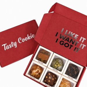 Caja <span class=keywords><strong>de</strong></span> Regalo para 6 Galletas Personalizada con Compartimentos Individuales con Ventana, Caja para Llevar Postres <span class=keywords><strong>de</strong></span> Panadería con Divisores e Insertos - Product Image 1