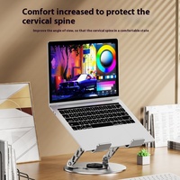 Support d'ordinateur portable pliable et surélevé tout en aluminium à 360 ° Nouveau support de tablette rotatif tout en métal pour une utilisation de bureau