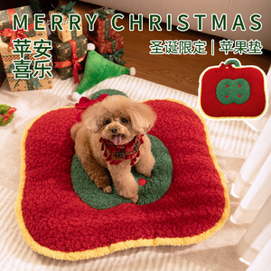 Alfombra navideña para mascotas con forma de manzana, almohadilla suave y cálida para perros y gatos, tamaño rectangular, Al Dz026 - Product Image 2