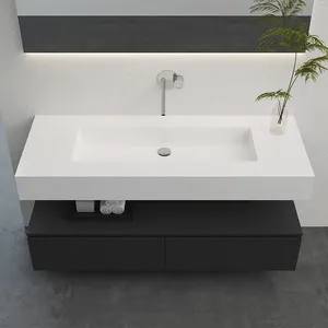 Đơn giản đá nhân tạo bề mặt rắn nhựa rửa lưu vực Vanity dưới gắn kết dài kích thước vuông Chậu Rửa Lavabo phòng tắm bồn rửa