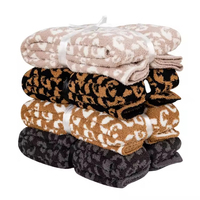 Couverture tricotée épaisse couverture léopard en microfibre légère et douce pour canapé/canapé/lit en toutes saisons