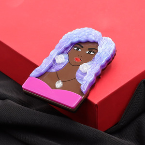 ロングヘア女の子アクリルブローチ服ラペルピンブローチ女性 - Product Image 3