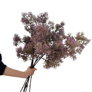 Flores Artificiales de Pino Yasunobu, Color Morado Oscuro, Verde y Blanco, Plástico Suave, Decoración para Bodas y Hogar, 60 cm - Product Image 4