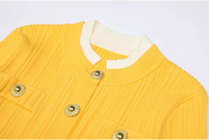 A10712 Migugarment Abiti Mini Lavorati a <span class=keywords><strong>Maglia</strong></span> di Alta Qualità alla Moda con Decorazione di <span class=keywords><strong>Bottoni</strong></span> Dorati e Tasche Abiti Casual a Maniche Lunghe - Product Image 6