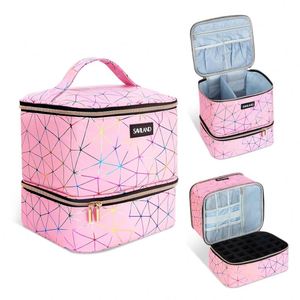 Échantillon gratuit - Sac de rangement pour vernis à ongles personnalisé à double couche avec poignée, capacité de 30 flacons, outils de manucure - Product Image 1